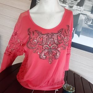 Miss Me Embroidered Lace top size Small
